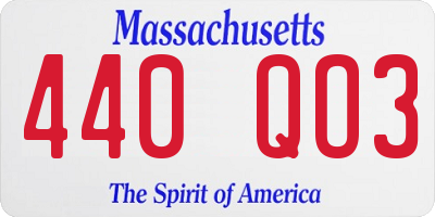 MA license plate 440QO3