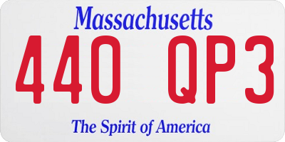 MA license plate 440QP3