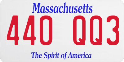 MA license plate 440QQ3