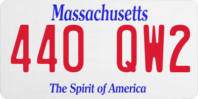 MA license plate 440QW2