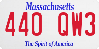 MA license plate 440QW3