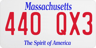 MA license plate 440QX3