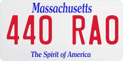 MA license plate 440RA0