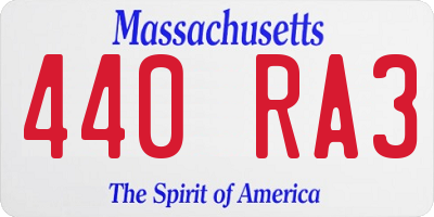 MA license plate 440RA3