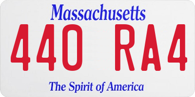 MA license plate 440RA4