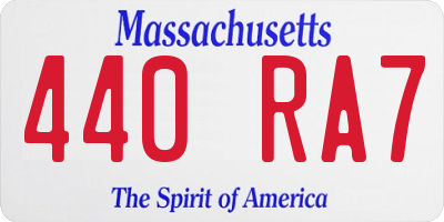 MA license plate 440RA7