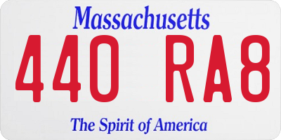 MA license plate 440RA8