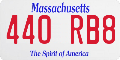 MA license plate 440RB8