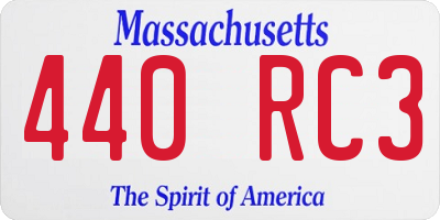 MA license plate 440RC3