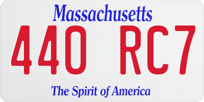 MA license plate 440RC7
