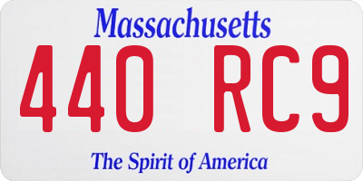 MA license plate 440RC9