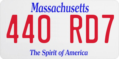 MA license plate 440RD7