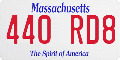 MA license plate 440RD8