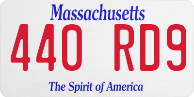 MA license plate 440RD9
