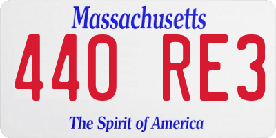 MA license plate 440RE3