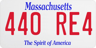 MA license plate 440RE4