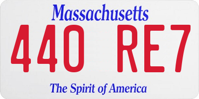 MA license plate 440RE7