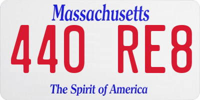 MA license plate 440RE8