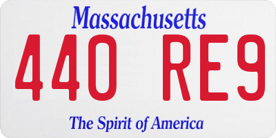 MA license plate 440RE9