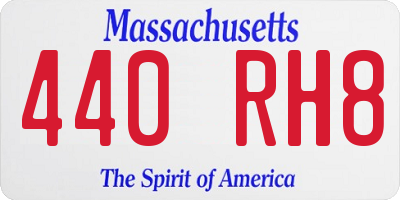 MA license plate 440RH8
