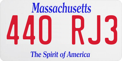 MA license plate 440RJ3