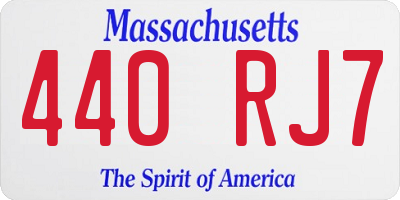 MA license plate 440RJ7