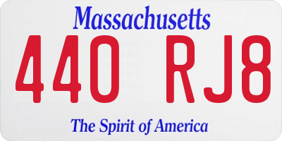 MA license plate 440RJ8