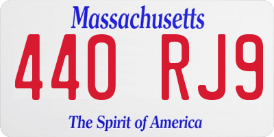 MA license plate 440RJ9