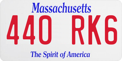 MA license plate 440RK6