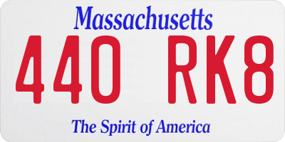 MA license plate 440RK8