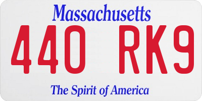 MA license plate 440RK9