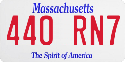 MA license plate 440RN7