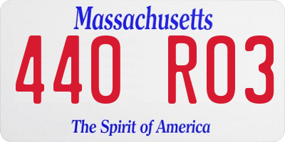 MA license plate 440RO3