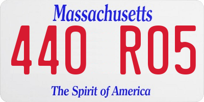MA license plate 440RO5