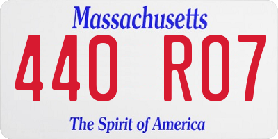 MA license plate 440RO7