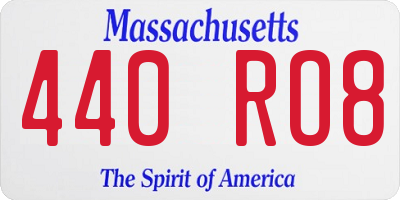 MA license plate 440RO8
