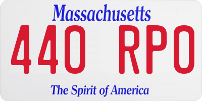 MA license plate 440RP0