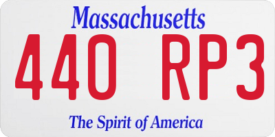 MA license plate 440RP3