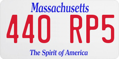 MA license plate 440RP5
