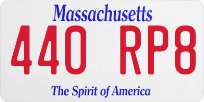 MA license plate 440RP8
