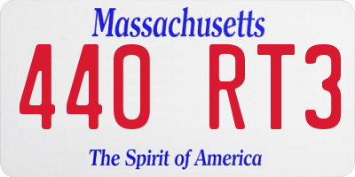 MA license plate 440RT3