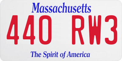 MA license plate 440RW3