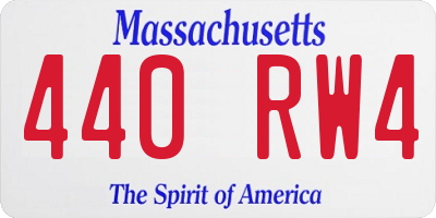 MA license plate 440RW4