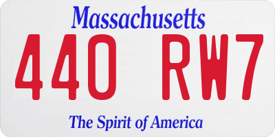 MA license plate 440RW7