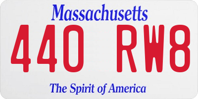 MA license plate 440RW8