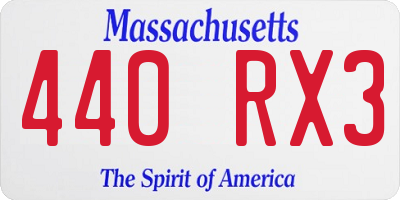 MA license plate 440RX3