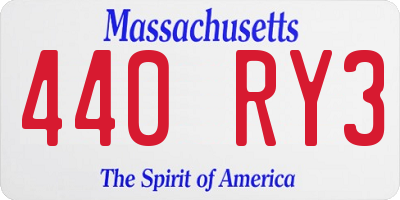 MA license plate 440RY3