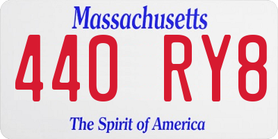 MA license plate 440RY8