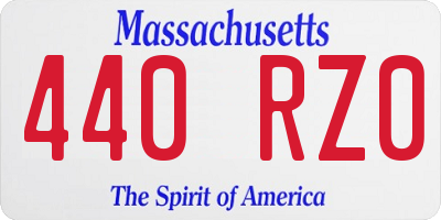 MA license plate 440RZ0
