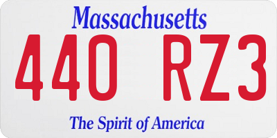 MA license plate 440RZ3